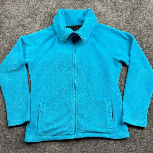 Calvin Klein Performance Women’s Fleece Jacket Medium Blue Full Zip Embroidered - Picture 1 of 11